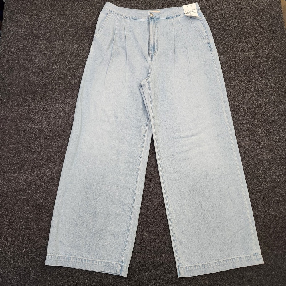 Madewell Womens 29 Blue Light Wash The Harlow Wide-Leg Trouser Jeans Pleated NEW